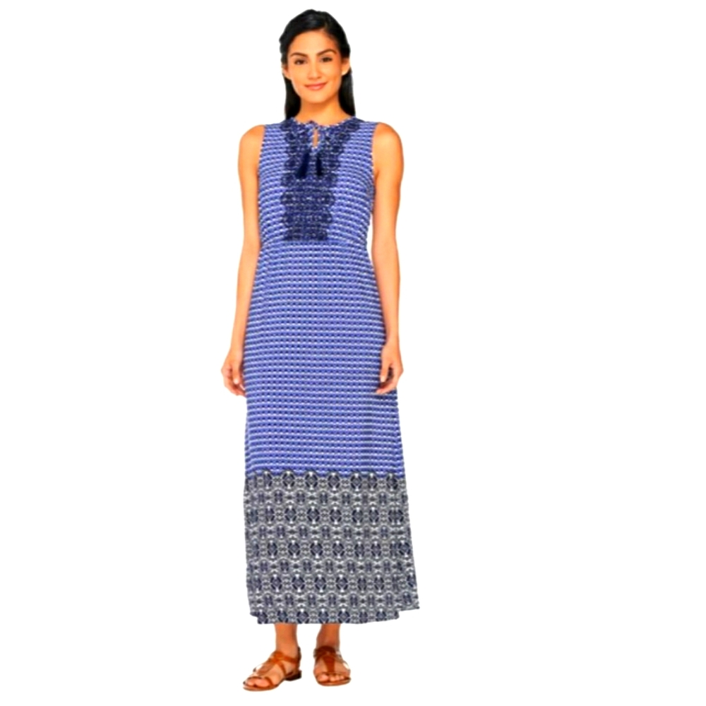 Isaac Mizrahi Live Geo print maxi Coral dress*12*